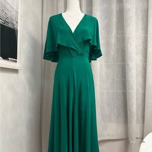 Romantic Allen Schwartz Green Silk Lace Up Backless Dress